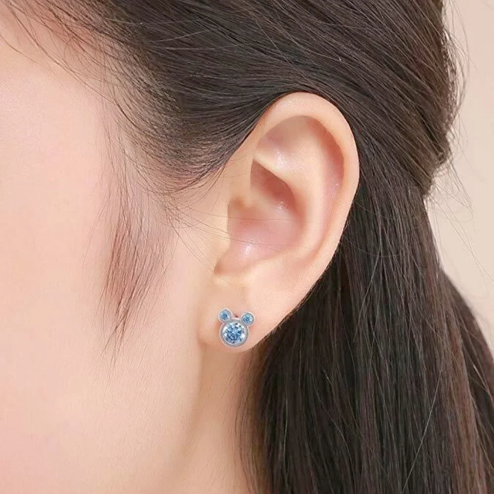 Adorable 925 Silver Blue Topaz Studs
